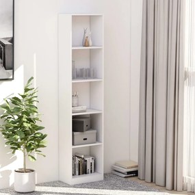 800846 vidaXL Bibliotecă cu 5 rafturi, alb, 40 x 24 x 175 cm, PAL