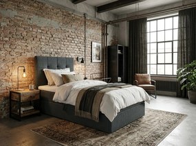Pat tapițat boxspring DIRELIS VIBE 90x200 cm gri inchis Saltele: Saltea cu arcuri Bonell