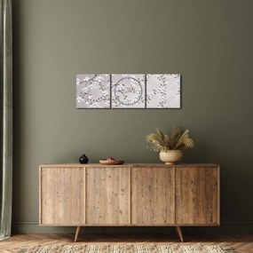 Tablou - Flori într-un peisaj gri (cu ceas) (90x30 cm)