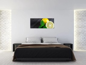 Tablou cu lămâie și mentă pe masă (120x50 cm)
