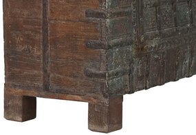 Cufar vintage, din lemn de tec, sculptat manual, Trunk