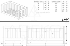 Pat pentru copii natural din lemn de pin 90x200 cm CPP – Adeko