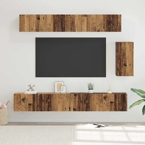 vidaXL Set comodă TV 6 pcs Lemn vechi 100 x 30 x 30 cm Lemn compozit