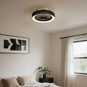 Ventilator de tavan negru cu efect de stea 47cm Incl. LED Dimmabil cu telecomandă - Emily