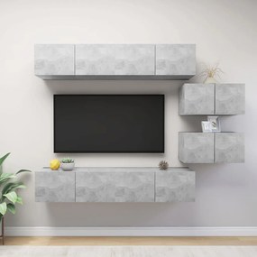 Set dulapuri TV, 6 piese, gri beton, PAL 6, Gri beton, 80 x 30 x 30 cm