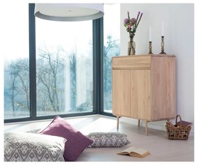 Comodă cu sertar din lemn masiv de stejar Gazzda Fawn