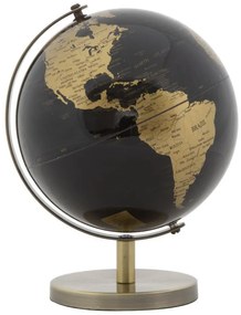 Decoratiune glob negru/bronz din metal, ∅ 13 cm, Globe Mauro Ferretti