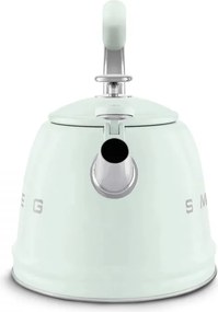 Ceainic cu fluier Smeg CKLW2001PG, 2,3 l, pentru plite cu inducție, mâner care nu se încălzește, oțel, verde pastel