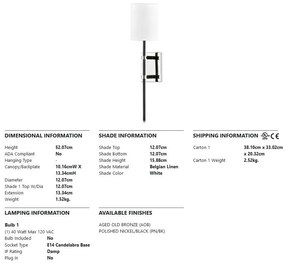 Aplica de perete design modern DENISE nichel lucios, negru