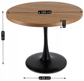 Masă rotundă LINO diametru 100 cm - diferite variante de culoare nuc - negru