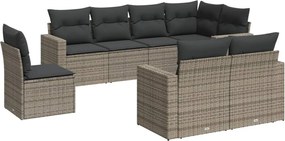 vidaXL Set canapele de grădină cu perne, 8 piese, gri, poliratan