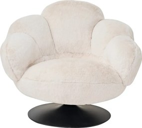 RESIGILAT- Fotoliu de relaxare rotativ 360° tip Lounge, tapițerie Mink Cashmere, bază metalică neagră Ø60 cm, Beige, 96x93x78 cm