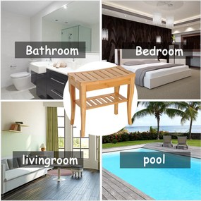 Homcom Scaunel cu Raft in Bambù Natural