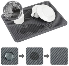 Scurgător de vase gri din diatomit 40x30 cm Damon – Wenko