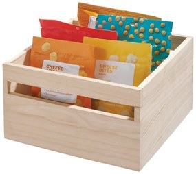 Cutie depozitare din lemn paulownia iDesign Eco Wood, 25,4 x 25,4 cm