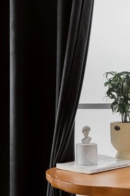 Draperie opaca neagra VELVET 140x250 cm Agatat: Inele metalice