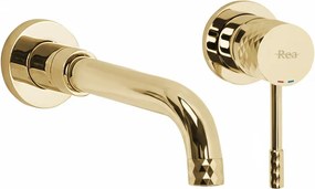 Baterie de lavoar incastrata Rea Lungo Diamond auriu + BOX