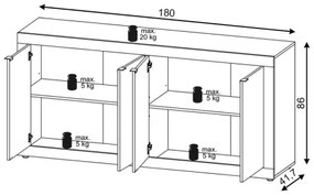 Comodă RUNEA, stejar Sonoma/albă