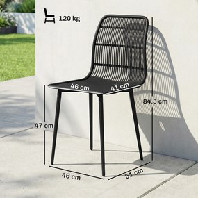 Outsunny Scaune de Dining pentru Exterior Set de 4, Scaune de Grădină cu Spatar Fisurat, Negru | Aosom Romania