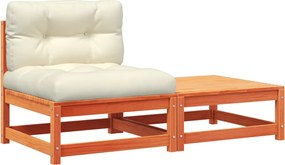 vidaXL Canapea de grădină fără cotiere, cu perne și taburet