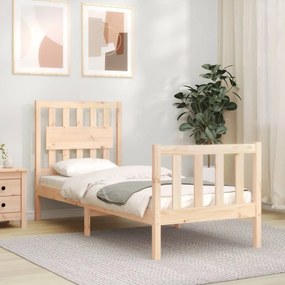 3192386 vidaXL Cadru de pat cu tăblie single mic, lemn masiv