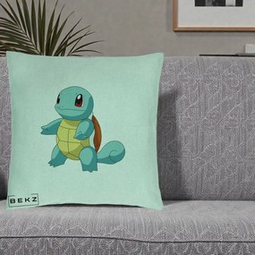 Perna Personalizata Squirtle Pokemon, 40x40 cm, Verde Menta, Husa Detasabila, Perna Inclusa, BEKZ®