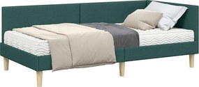 vidaXL Cadru de pat colțar cu saltea Altele 2 pcs Verde țesătură