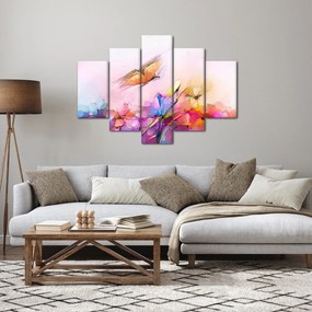 Tablou - Fluture asupra florilor, abstracție (150x105 cm)