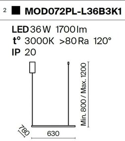 Lustra LED, pendul design modern Glint negru 63x78cm