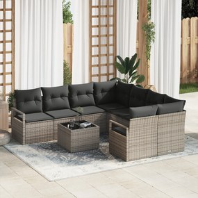 vidaXL Set de canapele pentru grădină 9 pcs Gri 55 x 55 x 37 cm