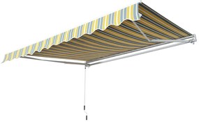 Outsunny Parasolar Copertină cu Brațe Articulate Protecție Solară Manivelă Balcon Aluminiu Galben Gri 2,95 x 2,45 m | Aosom Romania
