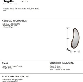 Oglinda de perete decorativa Brigitte bronz inchis