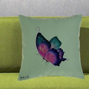 Perna Decorativa Fluture Neon, 40x40 cm, Verde, Husa Detasabila, Perna Inclusa, BEKZ®