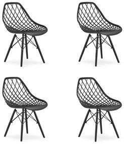 Set 4 Scaune Bucatarie/Dinig Sky Negre,Picioare Negre