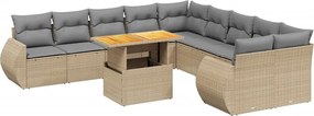 vidaXL Set canapele de grădină cu perne, 11 piese, bej, poliratan