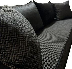 Canapea LARISA extensibila, 3 locuri, lada de depozitare, stofa negru, 220x95x85 Negru, Stofa