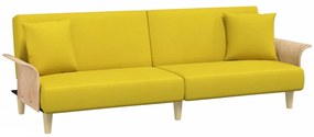 351847 vidaXL Canapea extensibilă cu cotiere, galben deschis, textil