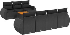 vidaXL Set mobilier de grădină cu perne, 8 piese, negru, poliratan