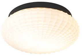 Plafoniera clasică neagră cu sticlă opalescentă 30 cm IP44 - Nohmi