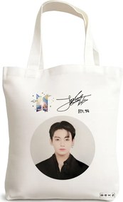 Sacosa de Panza pentru Cumparaturi, Geanta Tote, model BTS Jungkook, 38x34.5 cm, Alba, BEKZ®