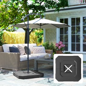 Outsunny Set 2 Greutăți pentru Baza Umbrelei, Bază pentru Umbrelă din HDPE, Reumplibilă cu 80 kg Apă sau 105 kg Amestec Nisip și Apă, 101x101x12 cm, Negru | Aosom Romania