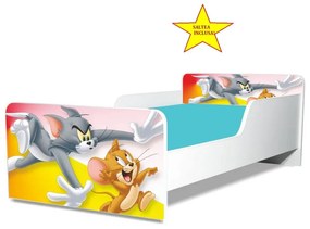 Pat junior Tom si Jerry, cu saltea, 160x80 cm