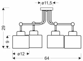 Lustră aplicată OLENA 4xE27/60W/230V neagră