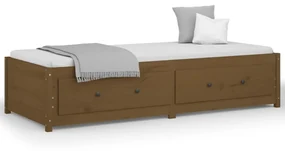 821602 vidaXL Pat de zi Small Single 2FT6, Maro, 75x190 cm, lemn masiv pin