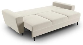 Canapea bej extensibilă, cu spațiu de depozitare cu tapițerie din catifea 235 cm Kyoto – Cosmopolitan Design