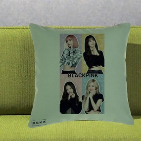 Perna Personalizata K-pop BLACKPINK Negru, 40x40 cm, Verde, Husa Detasabila, Perna Inclusa, BEKZ®