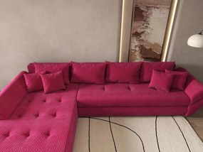 Colțar extensibil dumonde cu ladă de depozitare si sezut confortabil din spuma high-density, Loana XL Zoom Rosu 335x185 cm