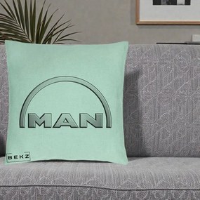 Perna Personalizata cu emblema MAN, 40x40 cm, Verde Menta, Husa Detasabila, Perna Inclusa, BEKZ®
