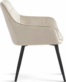 Scaun de masa VARSI VELVET cu picioare negre, bej