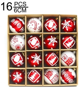 Set decoratiuni de Craciun RED&WHITE rosu-alb, 16 bucati